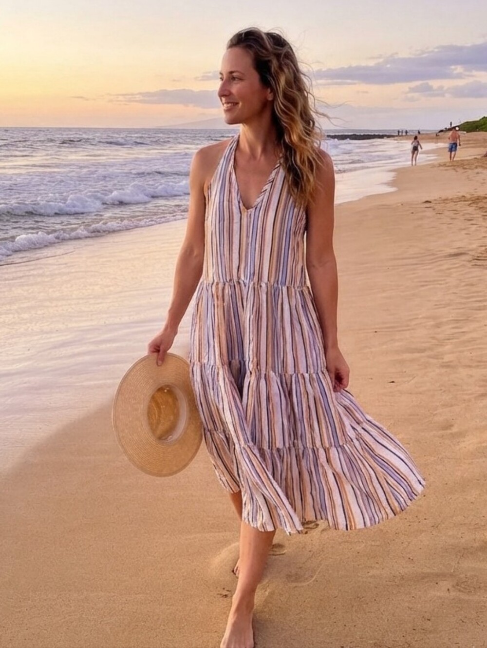 Cupshe Small Multicolor Striped Halter Sundress/Swim Cover-up